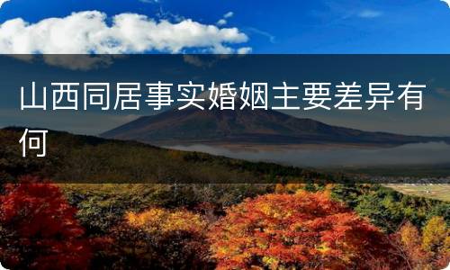 山西同居事实婚姻主要差异有何