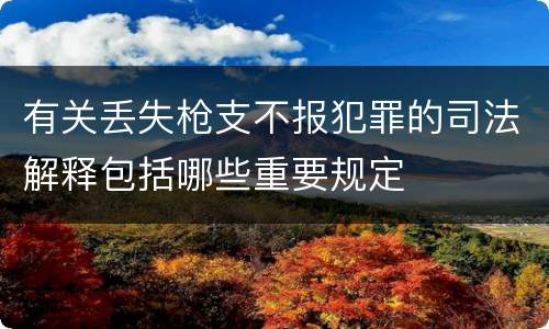 有关丢失枪支不报犯罪的司法解释包括哪些重要规定