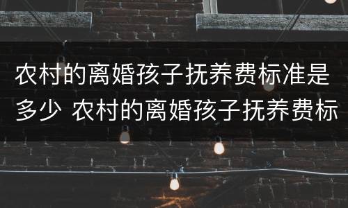 农村的离婚孩子抚养费标准是多少 农村的离婚孩子抚养费标准是多少呢