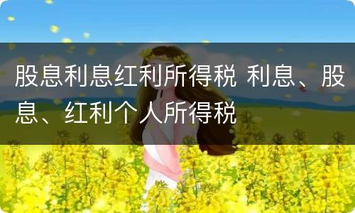 股息利息红利所得税 利息、股息、红利个人所得税