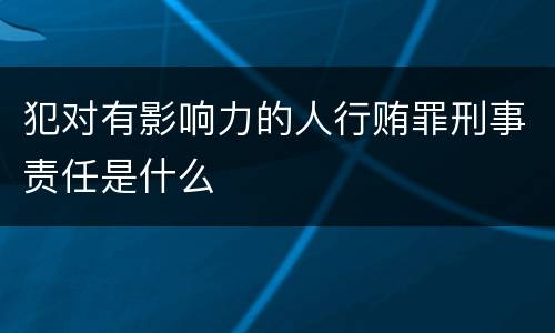 犯对有影响力的人行贿罪刑事责任是什么