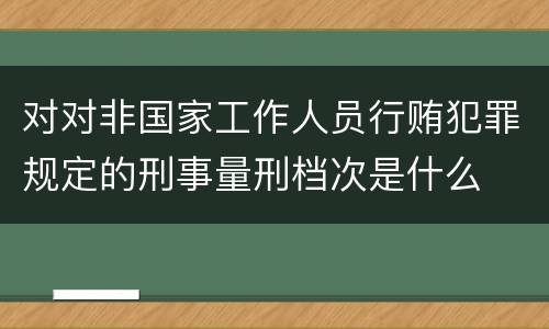 对对非国家工作人员行贿犯罪规定的刑事量刑档次是什么