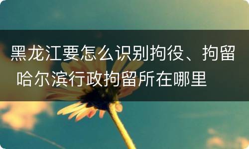 黑龙江要怎么识别拘役、拘留 哈尔滨行政拘留所在哪里