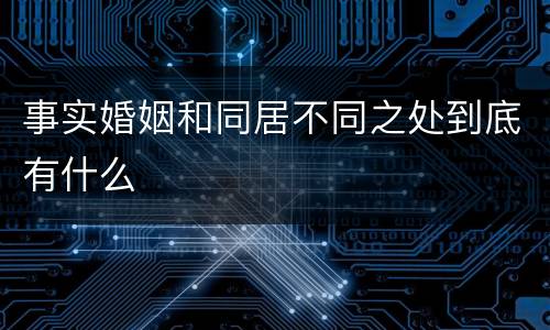 事实婚姻和同居不同之处到底有什么