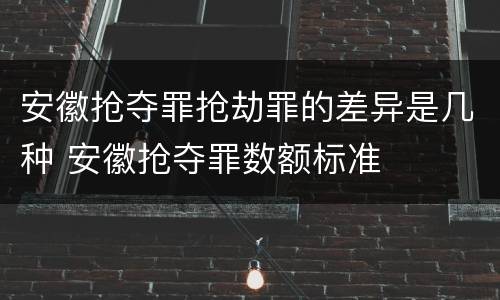 安徽抢夺罪抢劫罪的差异是几种 安徽抢夺罪数额标准