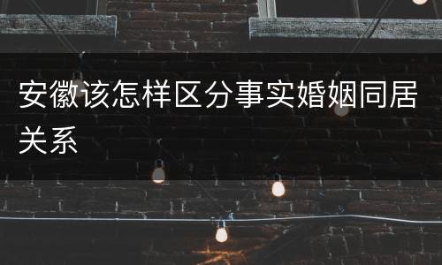 安徽该怎样区分事实婚姻同居关系