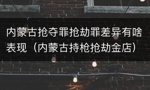 内蒙古抢夺罪抢劫罪差异有啥表现（内蒙古持枪抢劫金店）