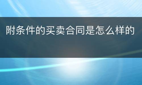 附条件的买卖合同是怎么样的