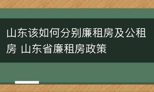 山东该如何分别廉租房及公租房 山东省廉租房政策