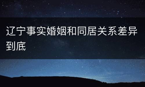 辽宁事实婚姻和同居关系差异到底