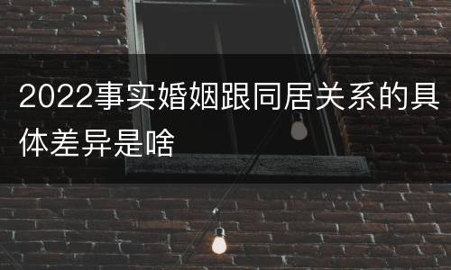 2022事实婚姻跟同居关系的具体差异是啥