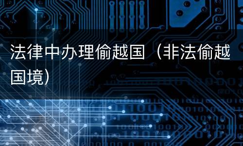 法律中办理偷越国（非法偷越国境）