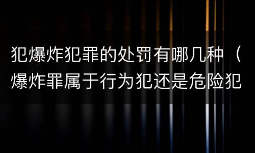 犯爆炸犯罪的处罚有哪几种（爆炸罪属于行为犯还是危险犯）