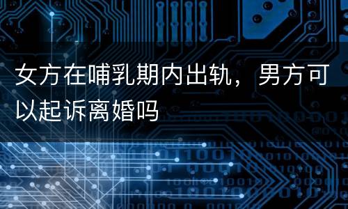 女方在哺乳期内出轨，男方可以起诉离婚吗