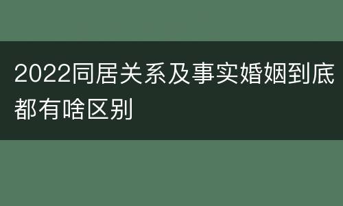 2022同居关系及事实婚姻到底都有啥区别