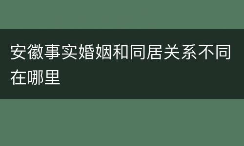 安徽事实婚姻和同居关系不同在哪里