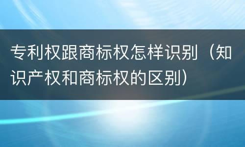 专利权跟商标权怎样识别（知识产权和商标权的区别）