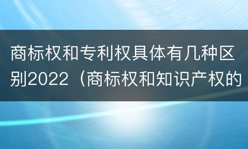 商标权和专利权具体有几种区别2022（商标权和知识产权的区别）