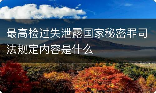 最高检过失泄露国家秘密罪司法规定内容是什么