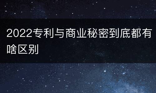 2022专利与商业秘密到底都有啥区别