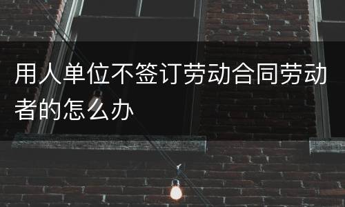 用人单位不签订劳动合同劳动者的怎么办