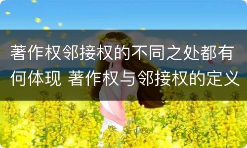 著作权邻接权的不同之处都有何体现 著作权与邻接权的定义是什么