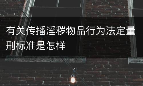 有关传播淫秽物品行为法定量刑标准是怎样