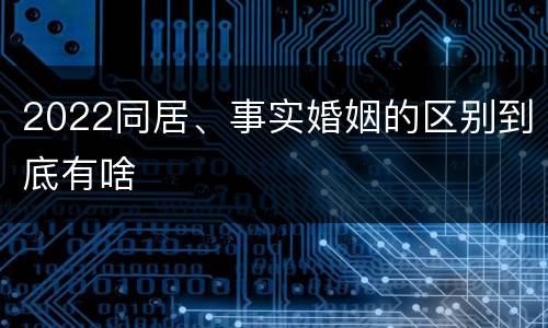 2022同居、事实婚姻的区别到底有啥