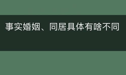 事实婚姻、同居具体有啥不同