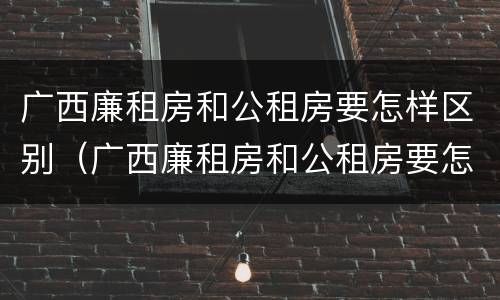 广西廉租房和公租房要怎样区别（广西廉租房和公租房要怎样区别呢）