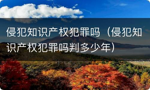 侵犯知识产权犯罪吗（侵犯知识产权犯罪吗判多少年）