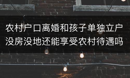 农村户口离婚和孩子单独立户没房没地还能享受农村待遇吗