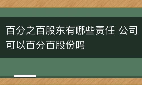 百分之百股东有哪些责任 公司可以百分百股份吗