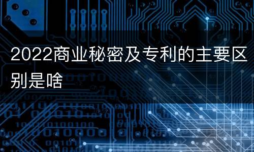 2022商业秘密及专利的主要区别是啥