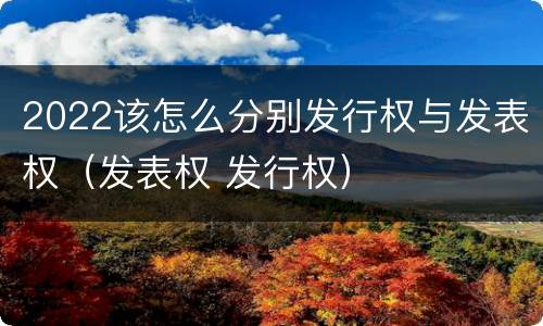 2022该怎么分别发行权与发表权（发表权 发行权）
