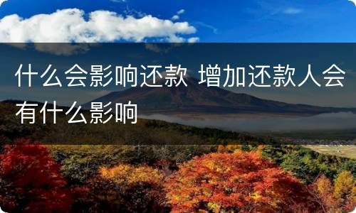 什么会影响还款 增加还款人会有什么影响