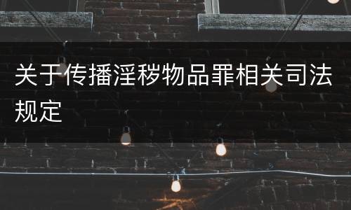 关于传播淫秽物品罪相关司法规定