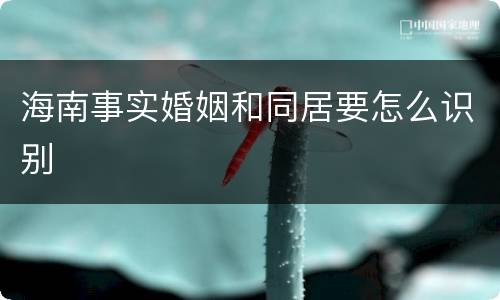 海南事实婚姻和同居要怎么识别