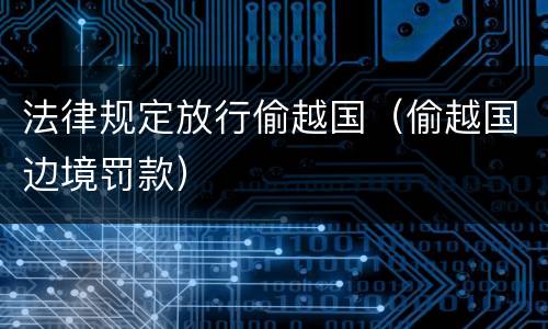 法律规定放行偷越国（偷越国边境罚款）