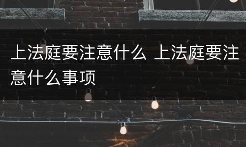 上法庭要注意什么 上法庭要注意什么事项