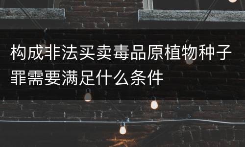 构成非法买卖毒品原植物种子罪需要满足什么条件