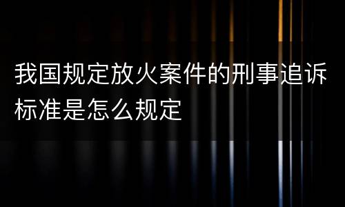 我国规定放火案件的刑事追诉标准是怎么规定
