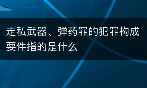 走私武器、弹药罪的犯罪构成要件指的是什么