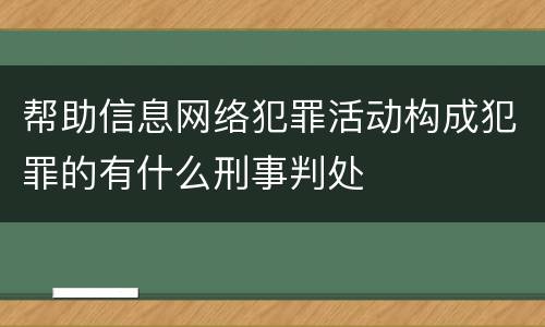 帮助信息网络犯罪活动构成犯罪的有什么刑事判处