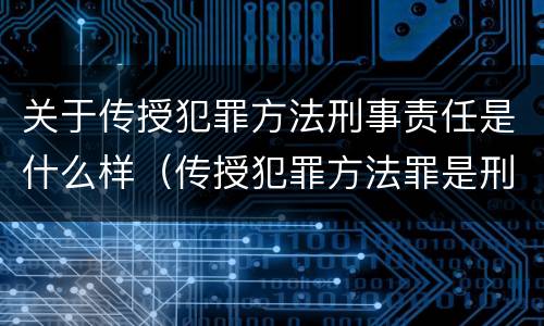 关于传授犯罪方法刑事责任是什么样（传授犯罪方法罪是刑法第几条）