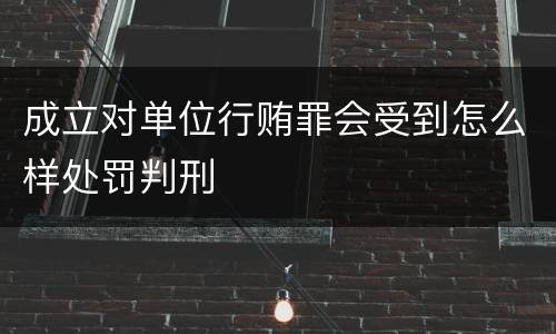 成立对单位行贿罪会受到怎么样处罚判刑