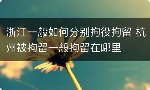 浙江一般如何分别拘役拘留 杭州被拘留一般拘留在哪里