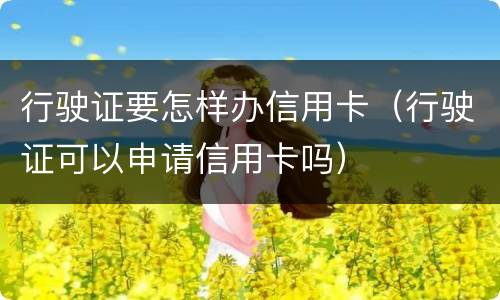 行驶证要怎样办信用卡（行驶证可以申请信用卡吗）