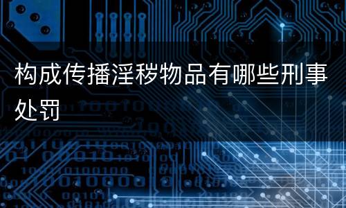 构成传播淫秽物品有哪些刑事处罚