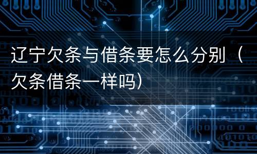 辽宁欠条与借条要怎么分别（欠条借条一样吗）